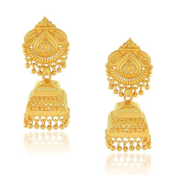24KT Micron 1 gram Gold Square Umbrella design Traditional Jhumka Earrings